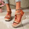 Fashion New Women Wedge Sandals Summer Hot Platform Peep Toe Sandals Elasticity Band Strap Slingback Shoes Big Size Sandalias De Mujer