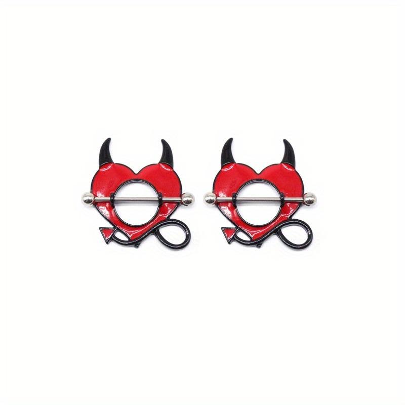 2pc Skull Nipple Ring Demon Nipple Ring Rose Chest Serpentine Nipple Ring Body Piercing Jewelry