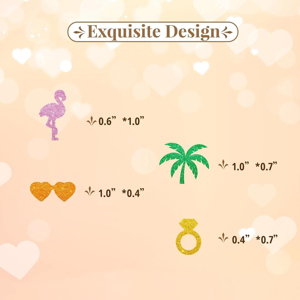 120pcs Flamingo Plam Tree Confetti, Tropical Bachelorette Table Confetti, Pink Glitter Palm Springs Before the Ring Table Scatter for Love Island