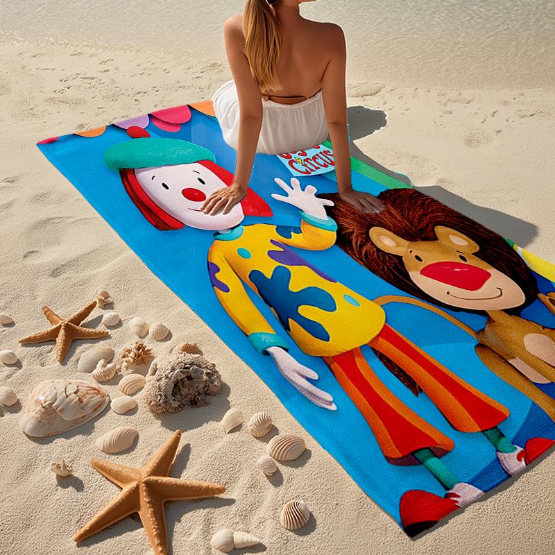 Ultra-Soft Beach Towel with JoJo's Circus Theme,Ideal for Pool - Camping, Diving - Perfect Travel Essential, Vibrant Beach Towel.