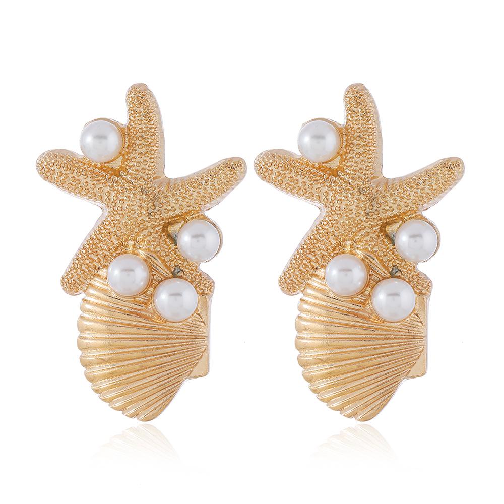 European & American Niche Popular Metal Starfish Pendant Earrings for Women