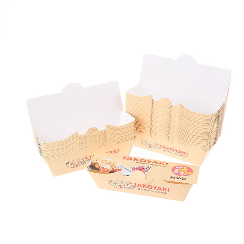 50 szt. Pudełko do pakowania kulek ośmiornicy Japońskie jedzenie uliczne Takoyaki Jednorazowe opakowanie na przekąski na wynos Papierowy pojemnik do pakowania Zaopatrzenie na imprezę