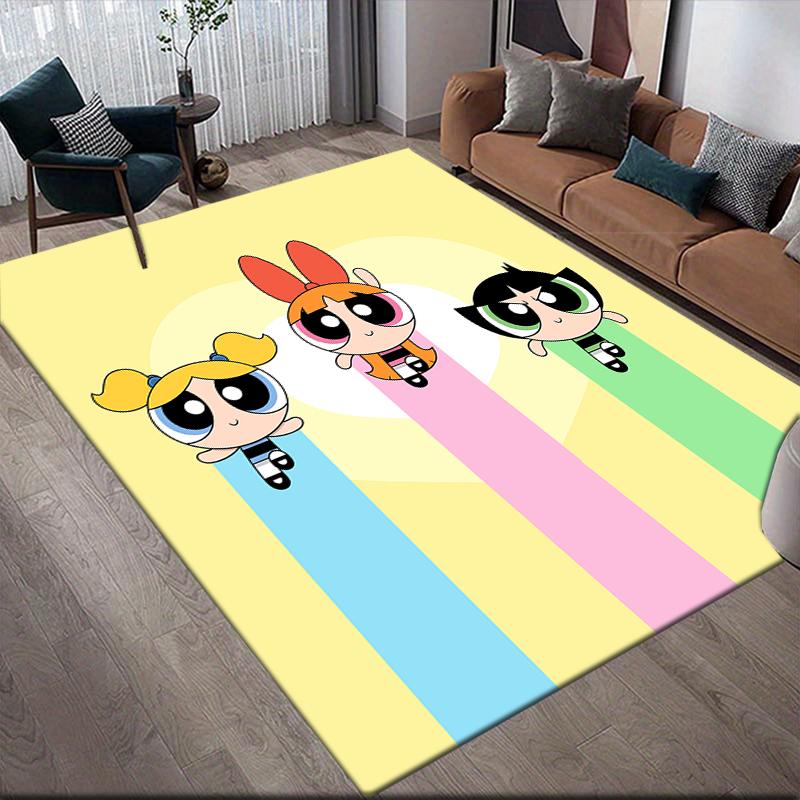 The Powerpuff Girls Poster Square Area Rug, Non-Slip Floor Mat for Bedroom, Perfect Gift for Fans.chl