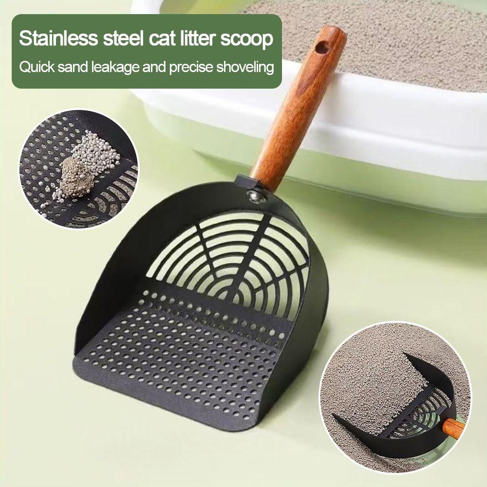 Stainless Steel Cat Litter Shovel Anti-slip Cat Poop Scooper Cat Toilet Scoop  Pet Cleaning Tools