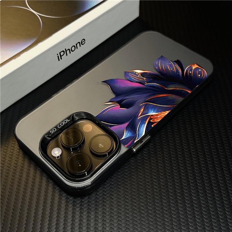 Purple lotus applies to Apple 16promax mobile phone case 15 anti-drop iPhone14 protective case 13 creative personality