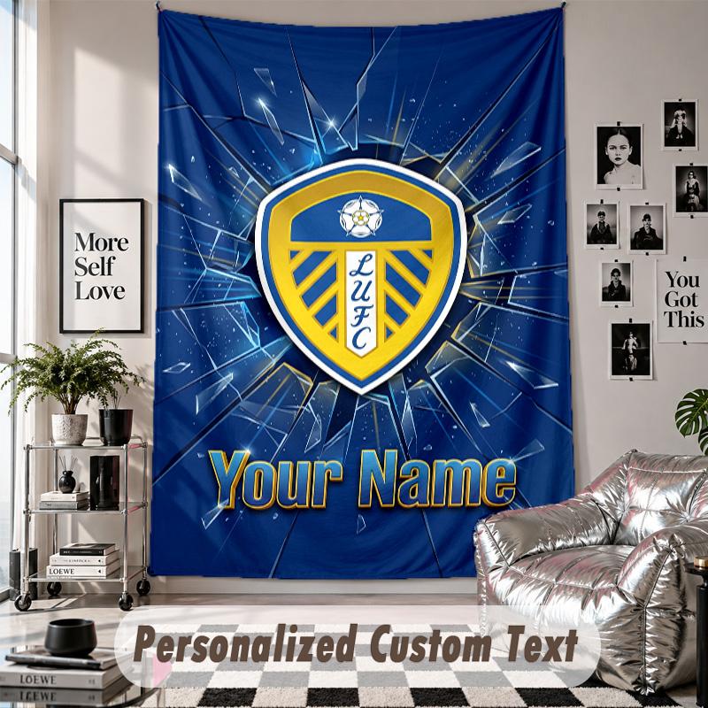 Wall Hanging Tapestry With Custom Name & Text, Leeds United Decorative Tapestry For Bedroom