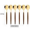 6/30Pcs Imitation Wooden Handle Cutlery Set Knife Cake Fork Coffee Spoons Tableware Stainless Steel Dinnerware Western Flatware