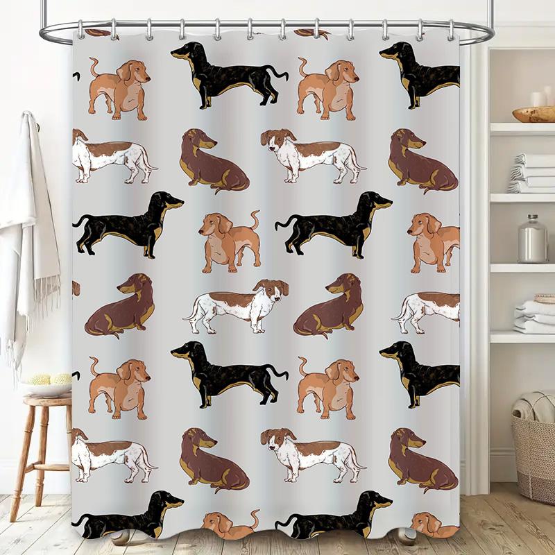 Patterned Shower Curtain Dachshund Print Home Decor Bathroom Waterproof Fabric Shower Panels for Dogs Lovers Gift Decoration 180