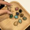 3Pcs Vintage Bezel Wrapped Oval Natural Crystal Pendant Faceted Gemstone Charm for Handmade Jewelry Craft Accessories
