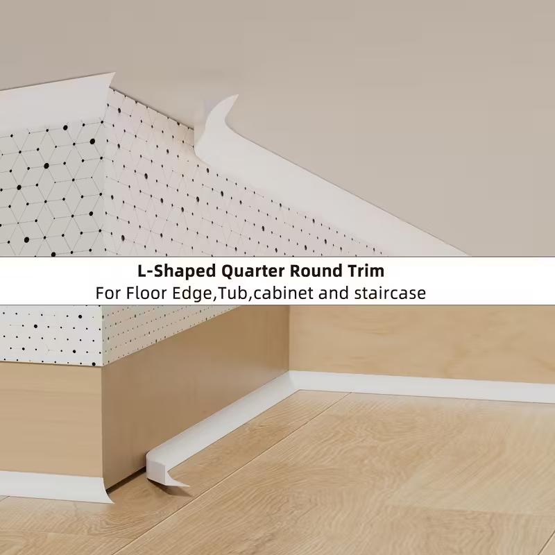 1PC 3/2/1M Quarter Round Molding Trim Peel and Stick Caulk Strip Flexible Shower Threshold Bathroom/Kitchen Countertop