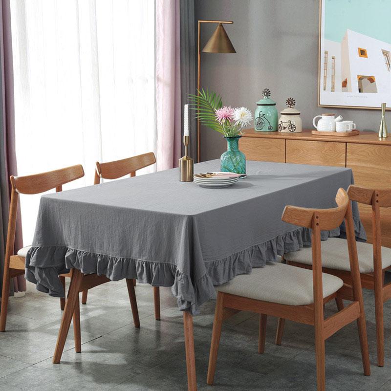 100% Cotton Table Cloth  Simplicity Pleated Soft Wash Cotton Table Cover Restaurant Kitchen Wedding Party Holiday Table Decor
