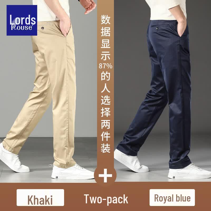 LUOZI Men's Summer Business Casual Straight Fit Pants