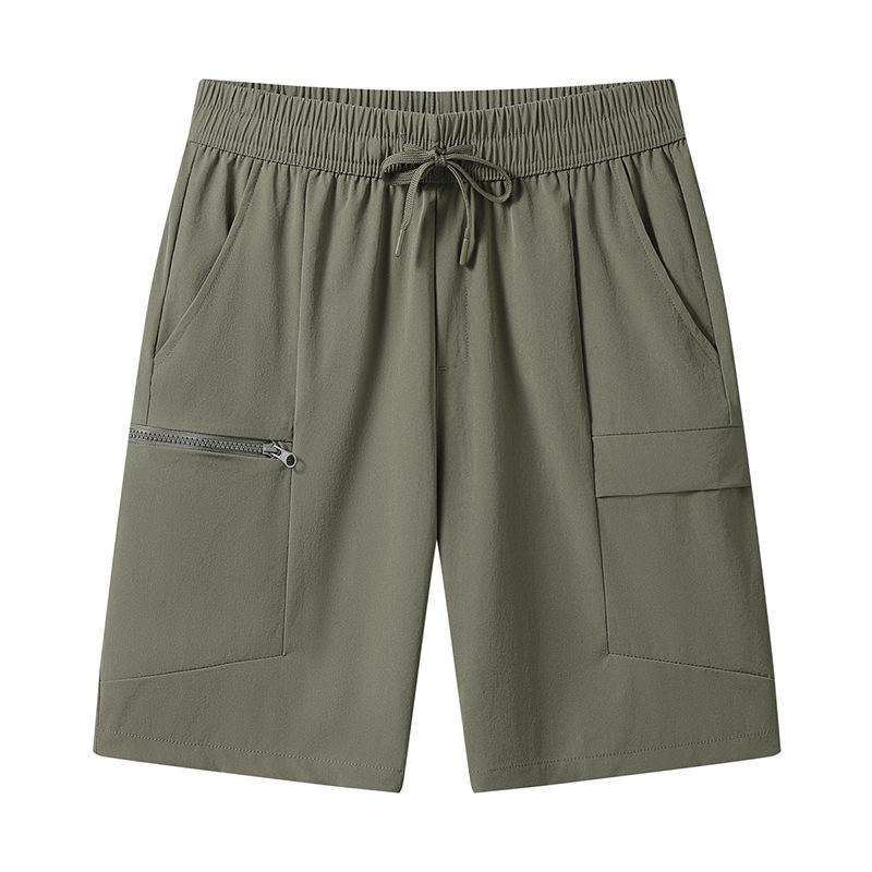 Pracovní kraťasy z ledového hedvábí pro muže na léto, tenký střih, velká velikost, volné, rychleschnoucí, ležérní tříčtvrteční kalhoty, pánské svrchní oblečení, sportovní kraťasy