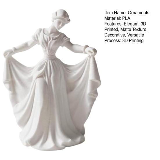 3D-gedruckte Tänzerfigur, Elegante Tanzmädchen-Statue mit fließendem Kleid, Ästhetische PLA-Kunstskulptur für Heimdekoration, Modern Minimalistisch