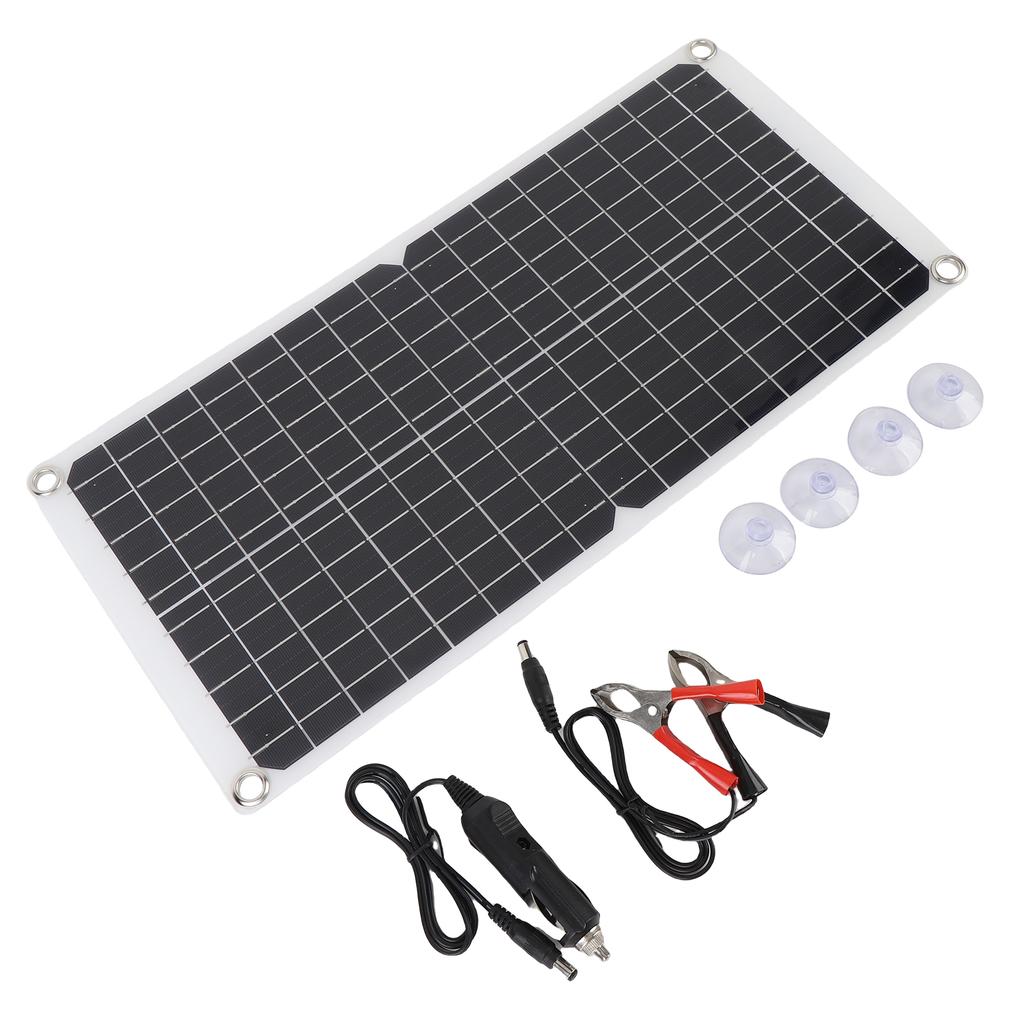 Solar Panel Kit, Monocrystalline Battery Maintainer Solar Charges Controller and Suction Cups, Flexible 17W 18V 0.94A with USB Port for Camping Car