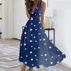 Women's Sleeveless V Neck Waist Tie Casual Maxi Dress with Printed Pattern for Summer Holiday Party Beach Outings