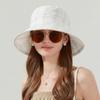 Fashion Pleated Bucket Hat Breathable Striped Sun Protection Hat Foldable Wide Brim Hat Summer