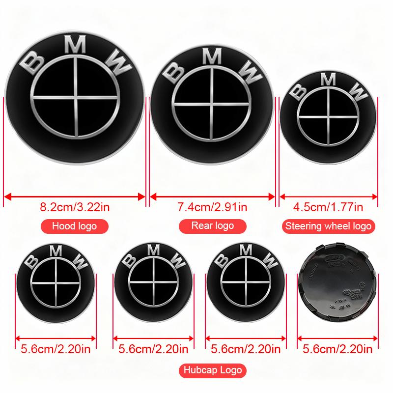 1/4/7Pc 82mm 74mm 45mm Car Front Rear Logo Wheel Hub Center Cover Steering Wheel Center Stickers For BMW E90 E46 F10 F30 E87 F20