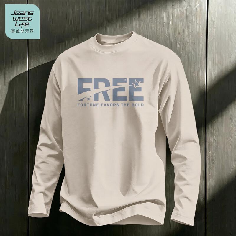 Jeanswest Life Men's Loose Fit Cotton Crewneck Long-Sleeve Tee