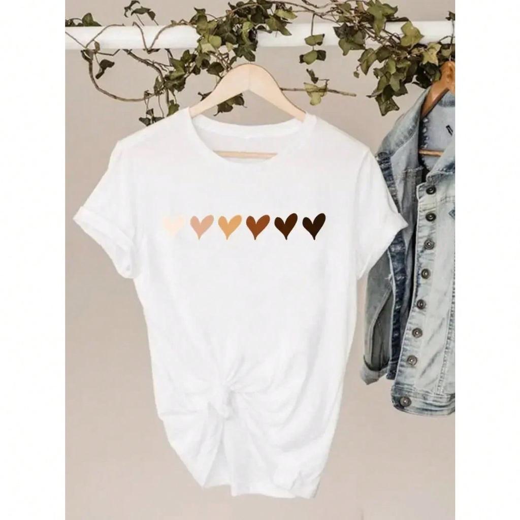 Graphic Tee Clothes 90s Sweet Love Heart Valentine Ladies Print T Clothing Summer Female Wounisex's Short Sleeve T-Shirts