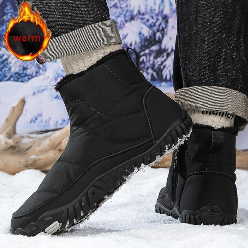 Women Snow Boots Winter Outdoor Work Shoes Men Waterproof Cotton Shoes Warm Fur Anti Slip Snow Boots Comfort Zipper Cotton Boots