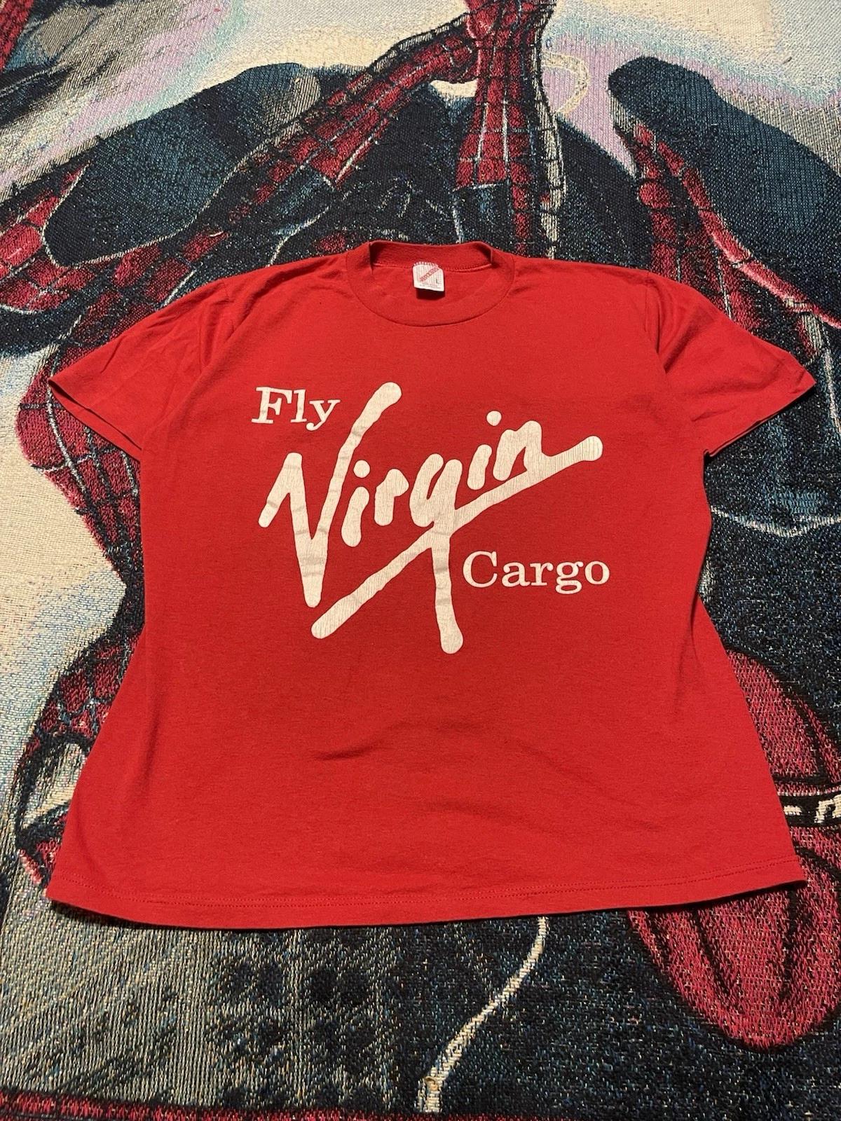

Vintage 90s Virgin Airlines Cargo Shirt Red London San Francisco Jerzees Promo XL
