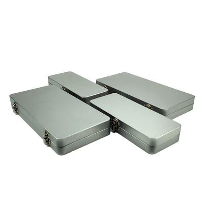 Tinplate Material Watercolor Box Hinge Flap Lock Sealed Storage Metal Box Silvery Gray Rectangular Shape Storage Box