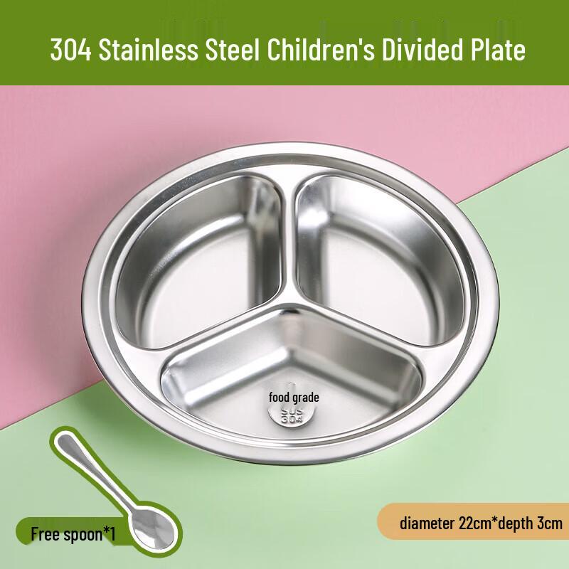 Kids  304 Stainless Steel Divided Plate with Spoon