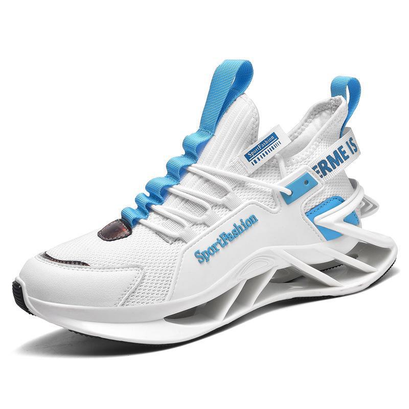 Men's Cross-Border Chinese Style Shock-Absorbing Running Shoes - Spring, Summer, and Autumn Breathable Blade Design, Large Sizes Available.