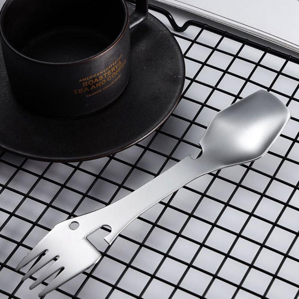 Travel Picnic Portable Can Opener Outdoor Stainless Steel Spork Tableware Spoon Fork