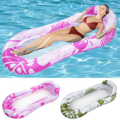New Inflatable Floating Row with Foldable Backrest and Printed Inflatable Floating Bed, Water Lounge Chair, Inflatable Clamp Net Floating Row