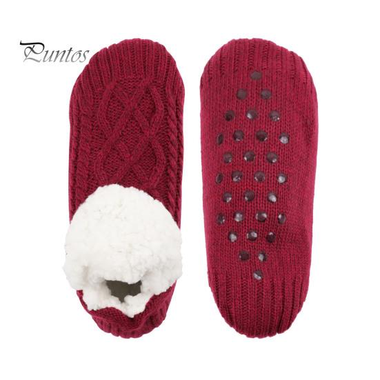 1 Pair Winter Floor Socks Thick Plush Knitted Heat Retention Anti-slip Silicone Sole V-Shaped Ribs Warm Daily Home Wear Bedroom Socks