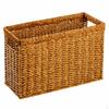 Woven Storage Baskets, Rectangular Wicker Basket with CutOut Handles, Tan Synthetic Rattan for