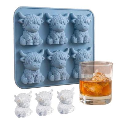 Stampo per Cubetti di Ghiaccio in Silicone Mucca Scozzese, Stampo 3D per Alimenti per Whiskey Cocktail, Mini Mucca Facile da Sformare, Stampini per Caramelle al Cioccolato per Biscotti, Caramelle Gommose