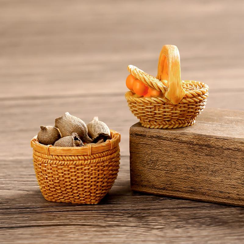 Dollhouse Simulated Rattan Basket Diy Decorative Accessories Mini Storage Box Small Ornaments