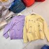 Korean Lazy Fit Petite Women's Retro Embroidered Sweater - Round Neck, Long Sleeve, Autumn/Winter