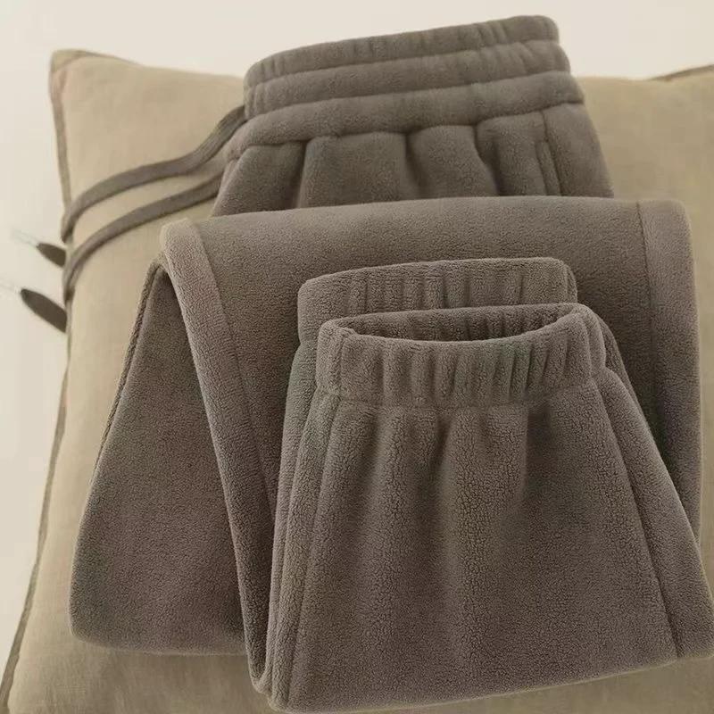 Men's Winter Double-Sided Fleece Sweatpants - Large Size, Warm, Casual, Cuffed Trousers