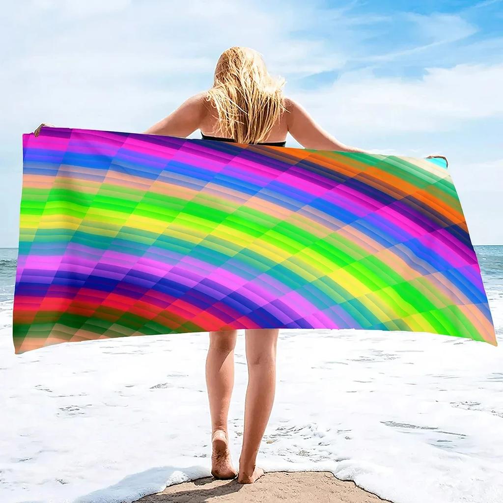 Rainbow Bliss Bath Towel - Vibrant Design, Soft Absorbent, Perfect for Summer Fun, Adds Cheerful Vibes to Your Beach Days