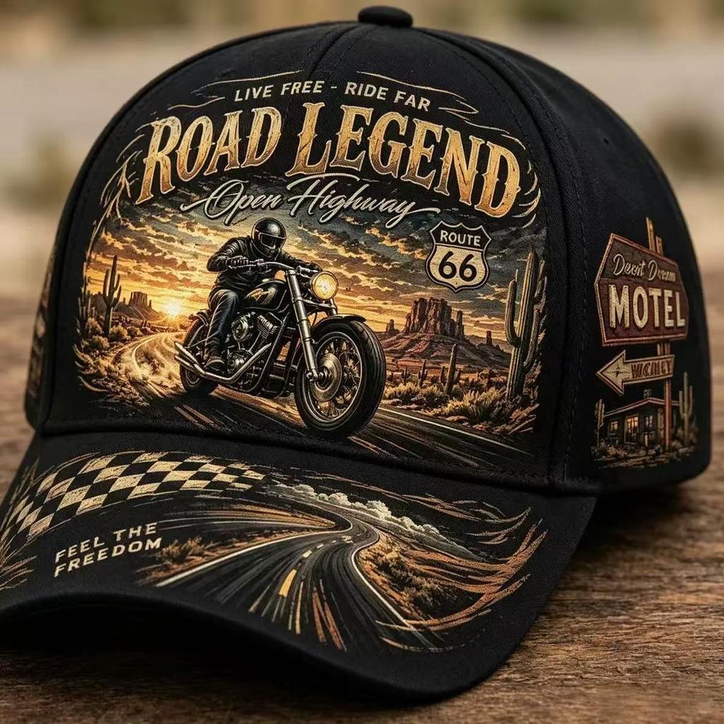 American retro, highway locomotives full of baseball caps, washed and old torn denim truck caps