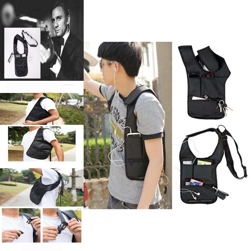 Fashion Mens Antitheft Phone Package Black Shoulder Bag Hidden Backpack For Casual Use