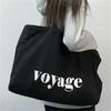 Versatile Letter Voyage Canvas Tote Bag, Large Capacity Handbag Shoulder Bags for Women Travel Shopping Bag, Student Schoolbags