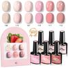 6 Colors Pink Gel Polish Kit Peach Sweet Nail Gel Pink Series Soak Off LED Lamp Cured Set