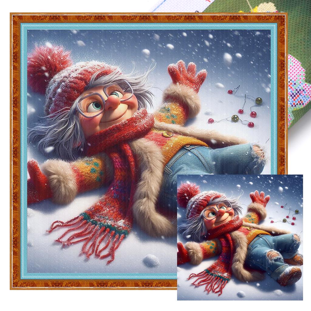 Character Full 11CT DIY Stamped Cross Stitch Kits 15.75x15.75in Printed Cross-Stitch Kits for Beginners Adults Home Decor