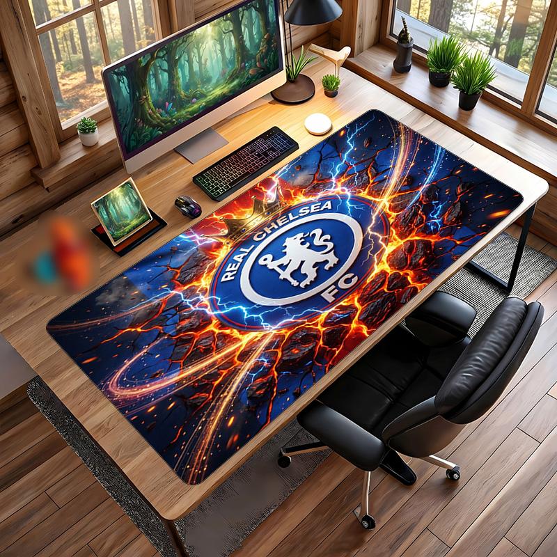 Tappetino per Mouse Grande Stampato Chelsea FC, Tappetino da Scrivania Gaming Morbido in Gomma Antiscivolo per Decorazione Ufficio Laptop Computer