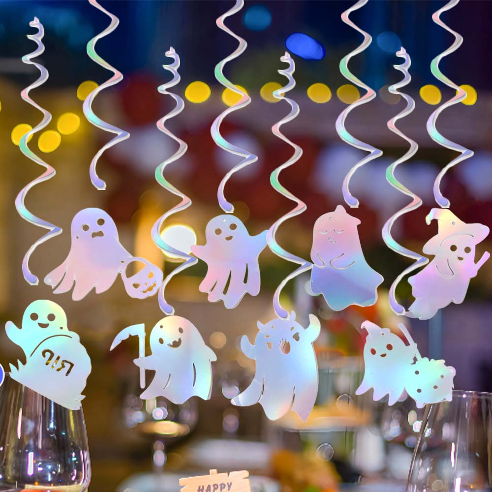 Paper Ghost Hanging Garland Colorful Spiral Banner Birthday Celebration