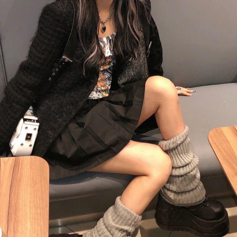 Winter Leg Warmers Fluffy Goth Gyaru Y2k Accessories Gothic Lolita Knit Socks Women Legs Warmers Ladi Sock Gothic Style Legging
