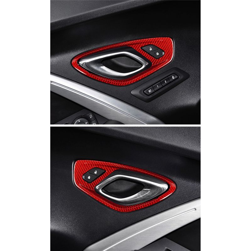 Powerful Carbon Fiber Sticker Car Door Inner Handle Frame Interior Trim Replacement Parts For Camaro 2016- A