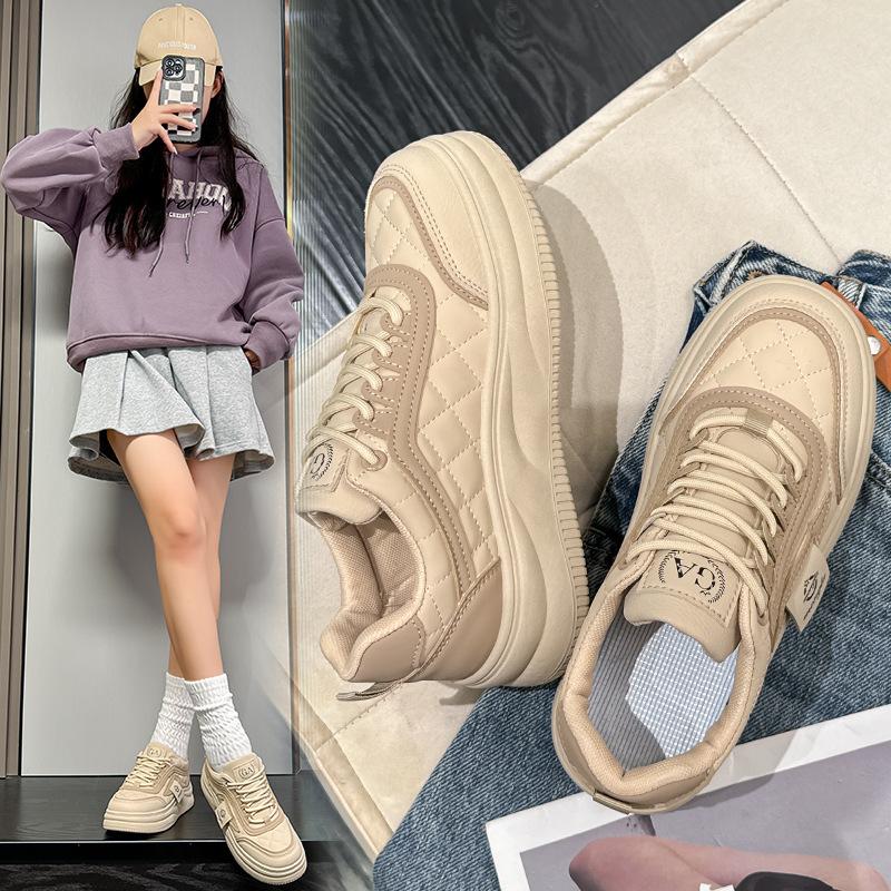 Spring and Autumn New Sports and Leisure Ins Platform Leather Single Shoes Board Shoes