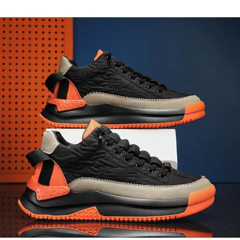 Scarpe Casual da Uomo alla Moda Primavera Autunno Contrasto di Colore Rialzate Scarpe da Skateboard con Fasce alla Moda Stivali da Esterno di Alta Qualità Stile Britannico