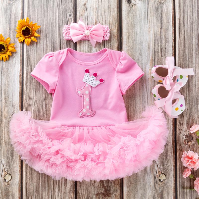"New Summer Pink Cake Dress & Shoes Set for Baby Girls (0-2 Years)"